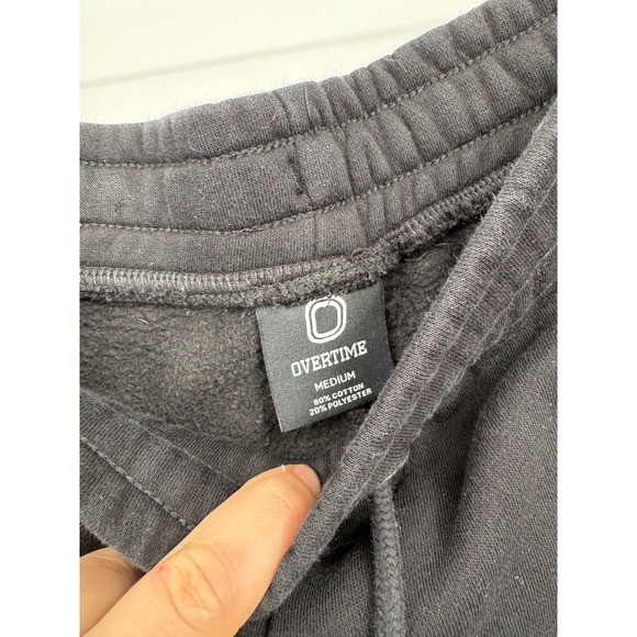 Overtime Mens Fleece Jogger Sweatpants Black Graphic Logo Size Medium - Picture 6 of 7